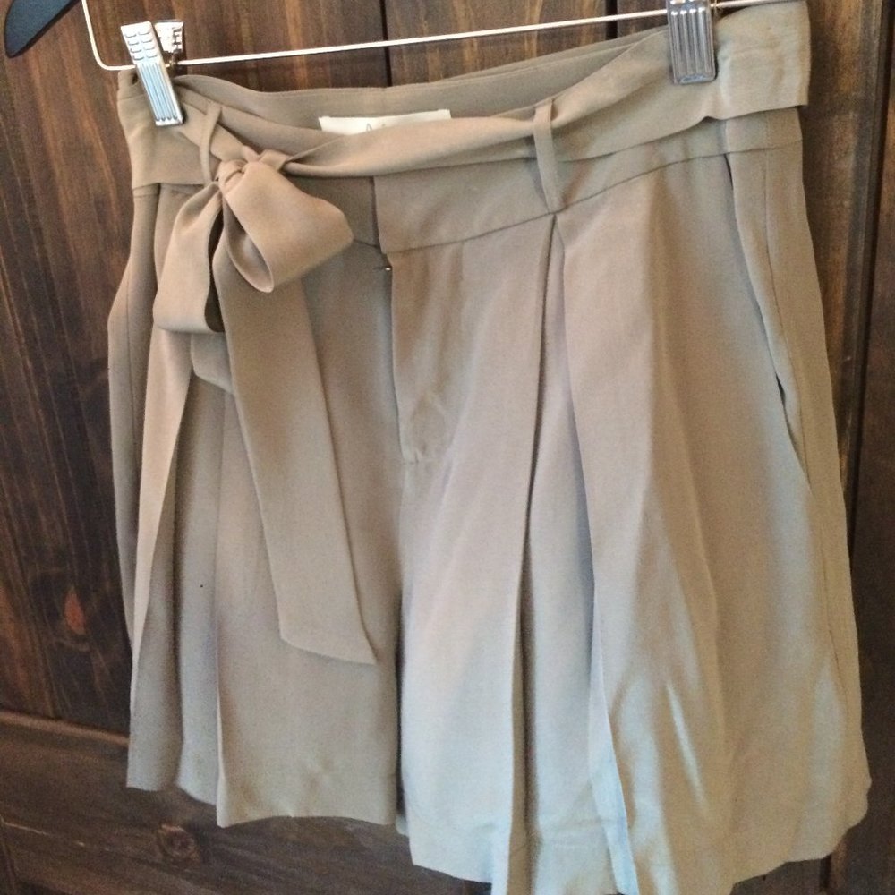 Joie Silk Tie-Waist Short; Taupe; 2